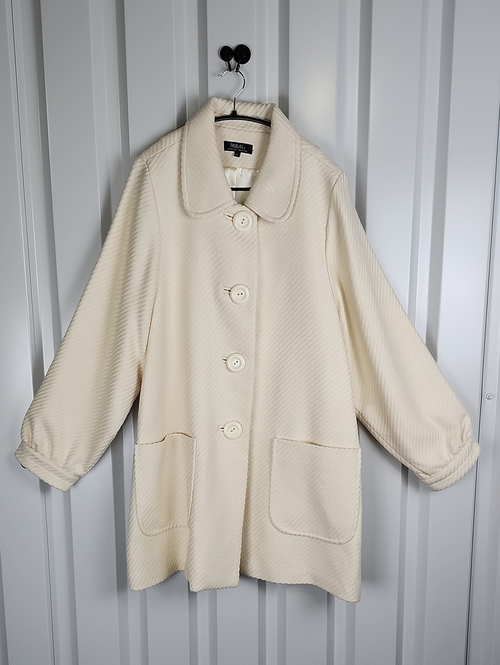 Tribal Wool Blend Button-Front Swing Coat Women's Sz 10* Textured Retro Style